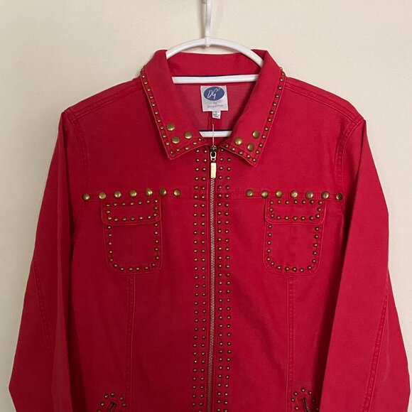 DG2 by Diane Gilman Red Women's Denim Jacket Size Large - Picture 6 of 6